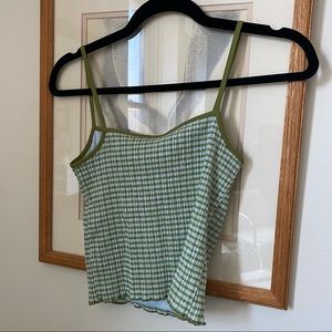 Aritzia Wilfred green gingham verona tank